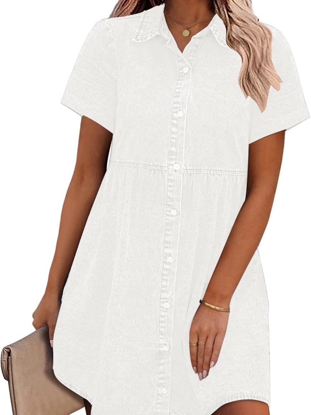 BUNDLE (2) Amazon Women's Short-Sleeve Button-Front Mini Dress - Picture 2 of 6